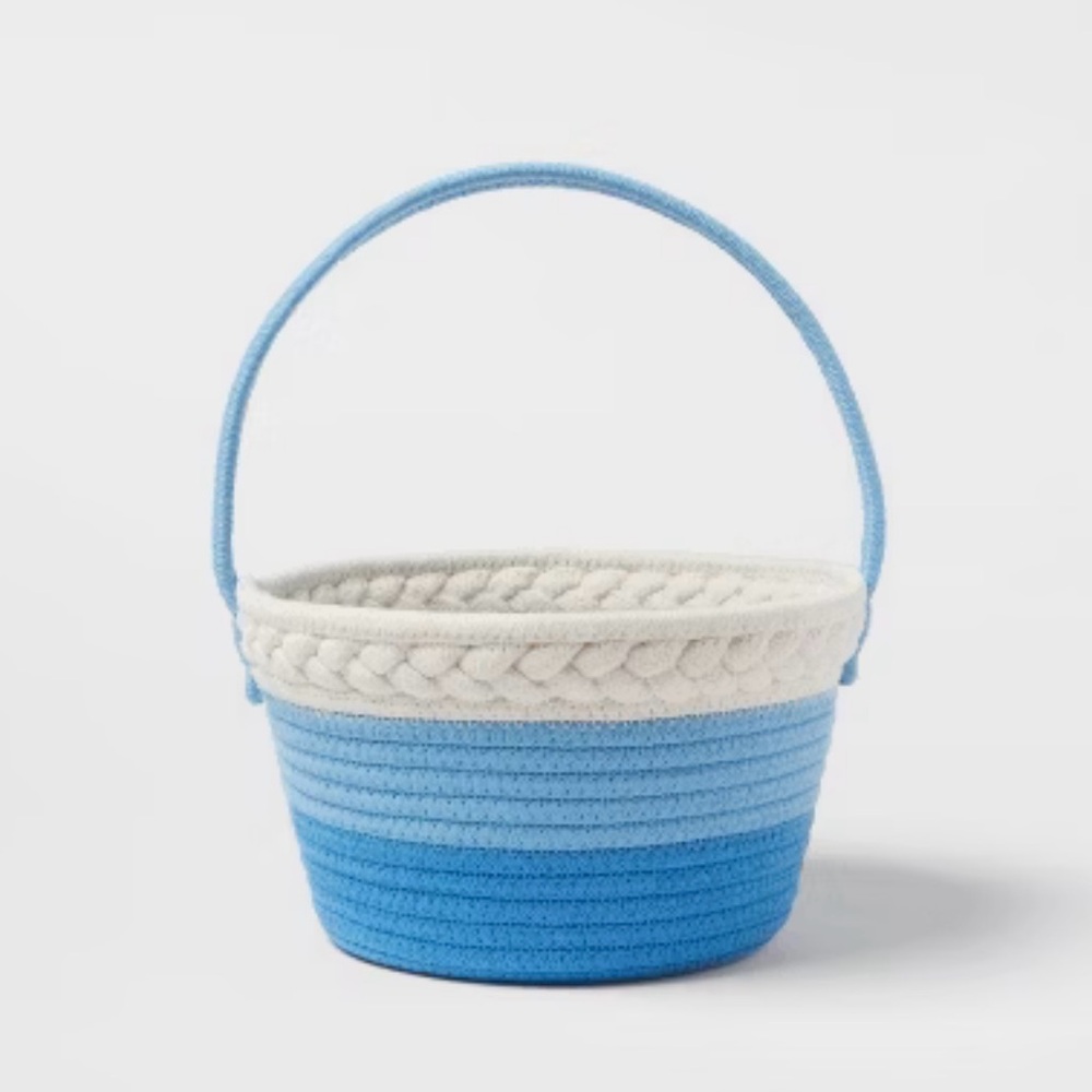 Blue and White Rope Basket
